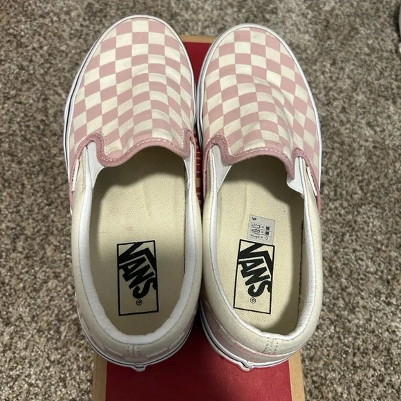 Vans Pink and White Checkered Slip-On Sneakers - Picture 3 of 4
